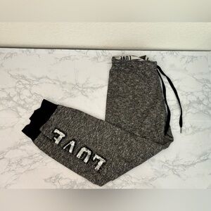 Iris Los Angeles Women’s Gray "Love" Joggers Cuffed Legs Drawstring Waist Sz M​